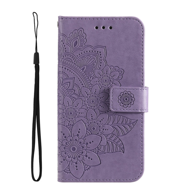 For Samsung Galaxy M33 5G Global 7-petal Flowers Embossing Pattern Leather Phone Case