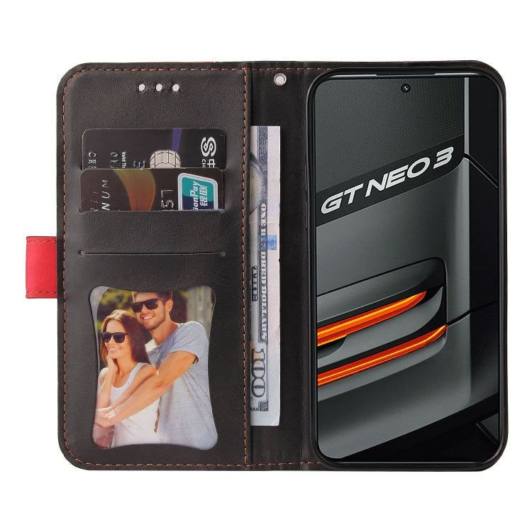 For OPPO Realme GT Neo3 Stitching-Color Horizontal Flip Leather Phone Case