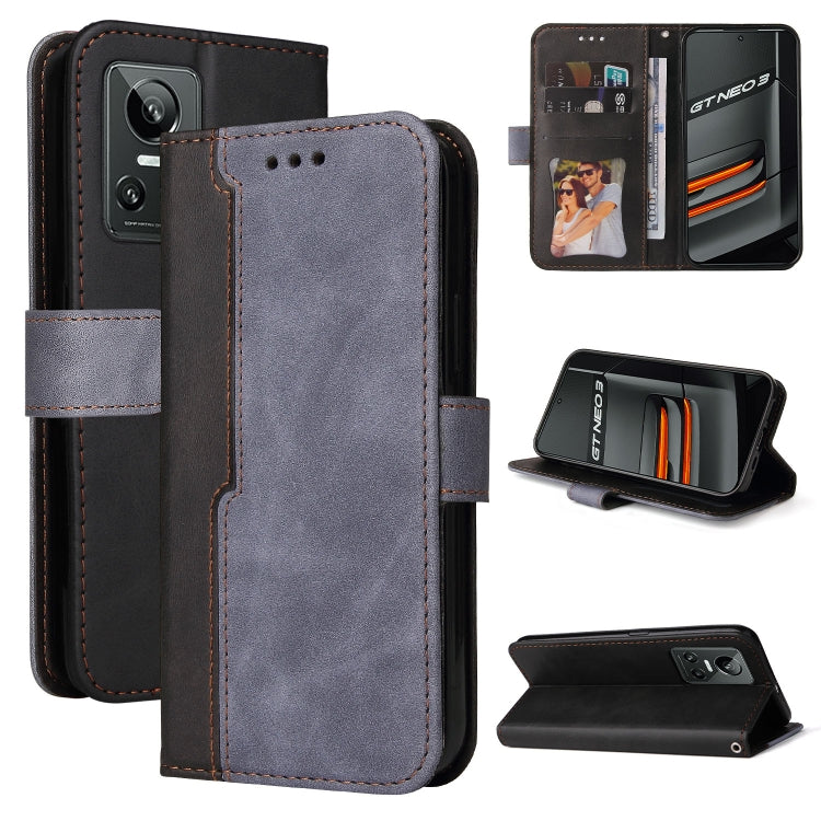For OPPO Realme GT Neo3 Stitching-Color Horizontal Flip Leather Phone Case