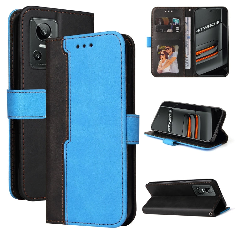 For OPPO Realme GT Neo3 Stitching-Color Horizontal Flip Leather Phone Case