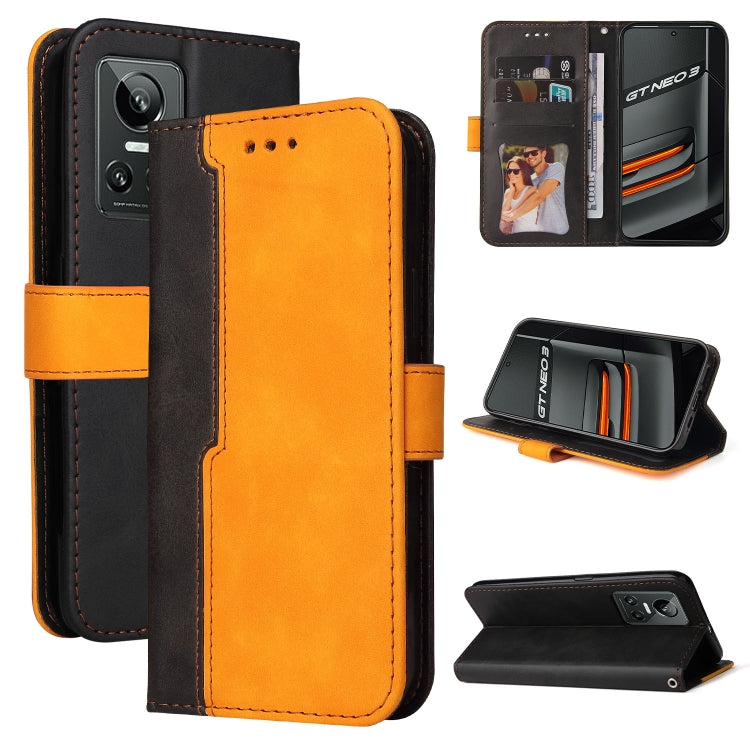 For OPPO Realme GT Neo3 Stitching-Color Horizontal Flip Leather Phone Case