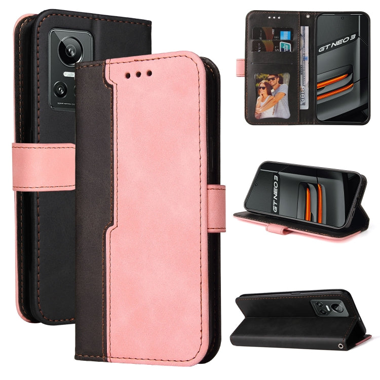 For OPPO Realme GT Neo3 Stitching-Color Horizontal Flip Leather Phone Case
