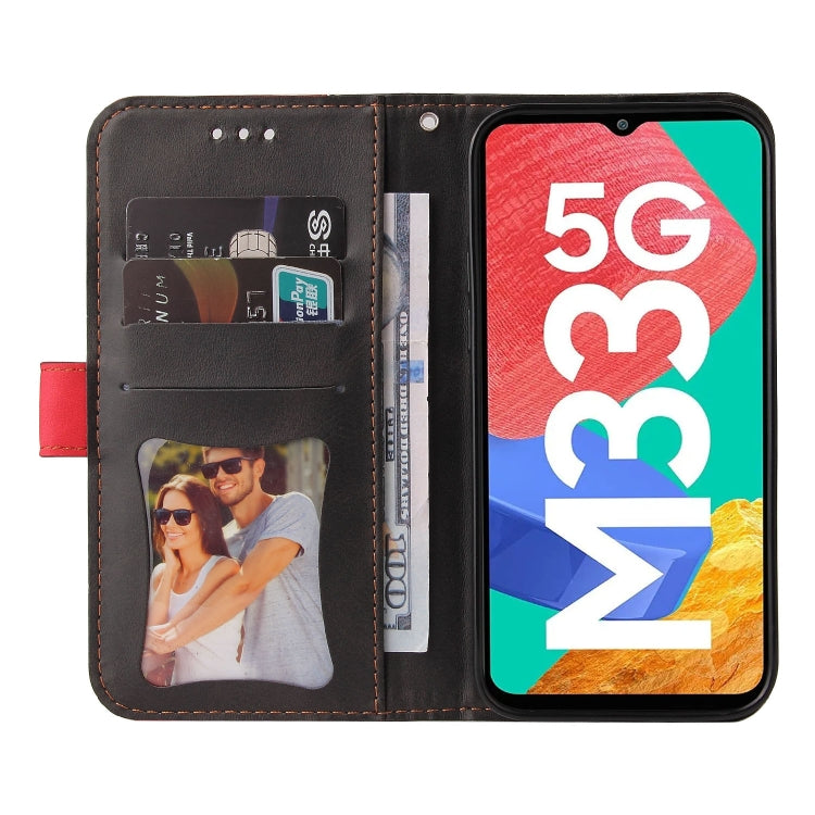 For Samsung Galaxy M33 5G Global Stitching-Color Horizontal Flip Leather Phone Case