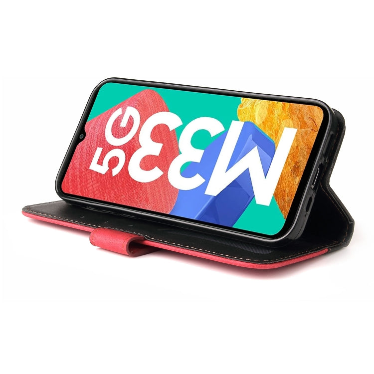 For Samsung Galaxy M33 5G Global Stitching-Color Horizontal Flip Leather Phone Case