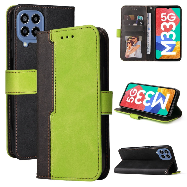 For Samsung Galaxy M33 5G Global Stitching-Color Horizontal Flip Leather Phone Case