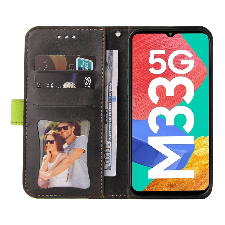 For Samsung Galaxy M33 5G Global Stitching-Color Horizontal Flip Leather Phone Case