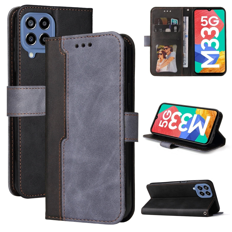 For Samsung Galaxy M33 5G Global Stitching-Color Horizontal Flip Leather Phone Case