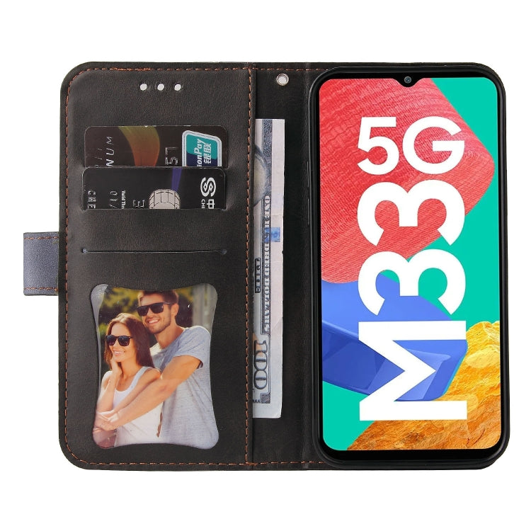 For Samsung Galaxy M33 5G Global Stitching-Color Horizontal Flip Leather Phone Case