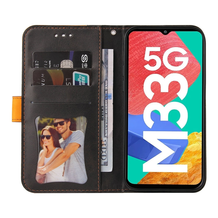 For Samsung Galaxy M33 5G Global Stitching-Color Horizontal Flip Leather Phone Case