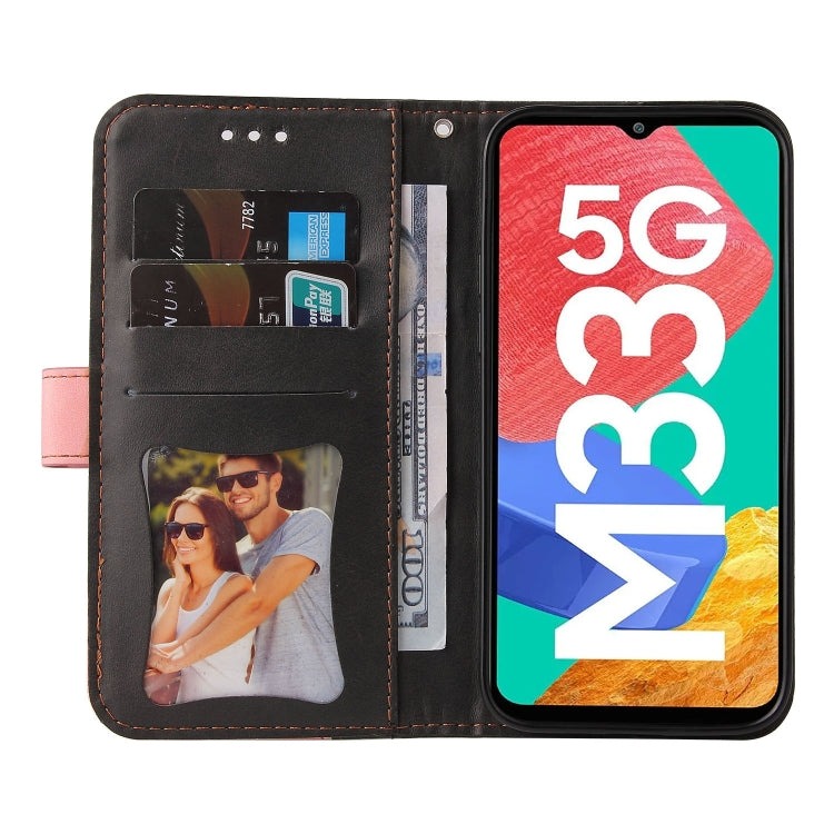 For Samsung Galaxy M33 5G Global Stitching-Color Horizontal Flip Leather Phone Case