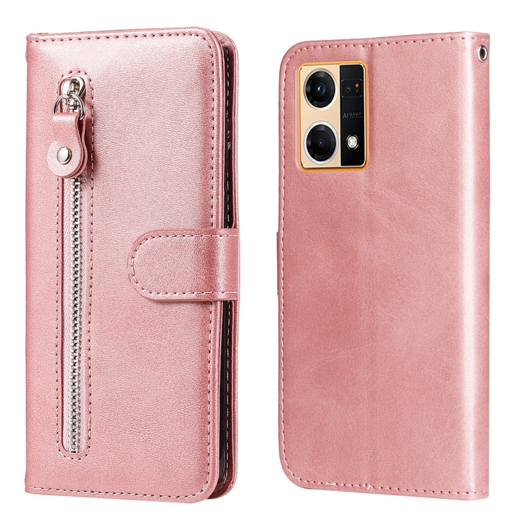For OPPO Reno7 4G / F21 Pro 4G Calf Texture Zipper Leather Phone Case