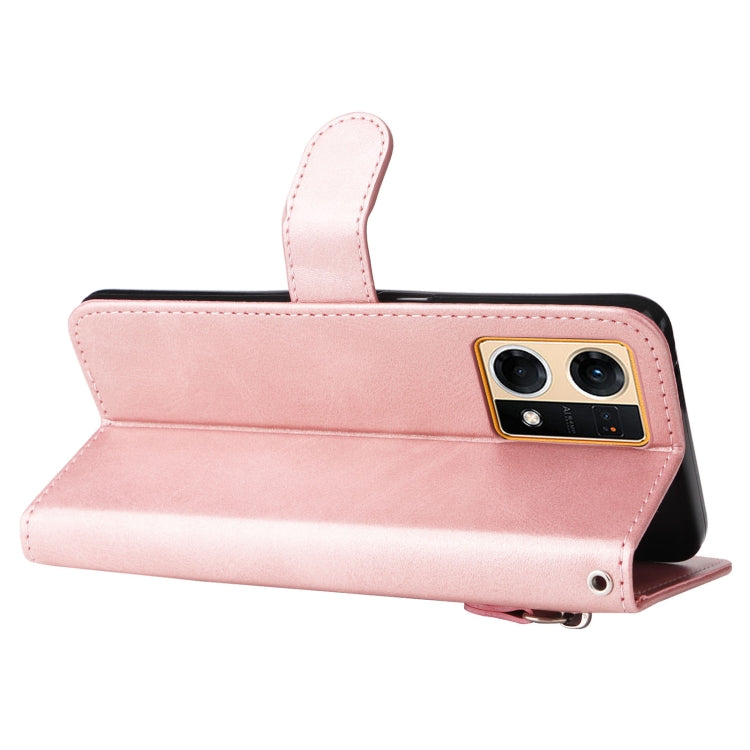 For OPPO Reno7 4G / F21 Pro 4G Calf Texture Zipper Leather Phone Case