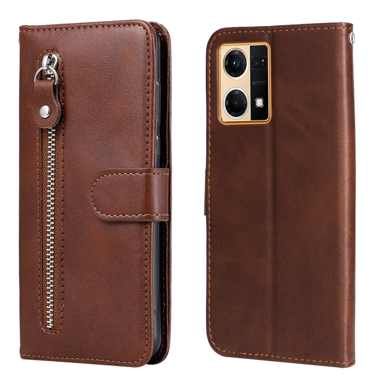 For OPPO Reno7 4G / F21 Pro 4G Calf Texture Zipper Leather Phone Case
