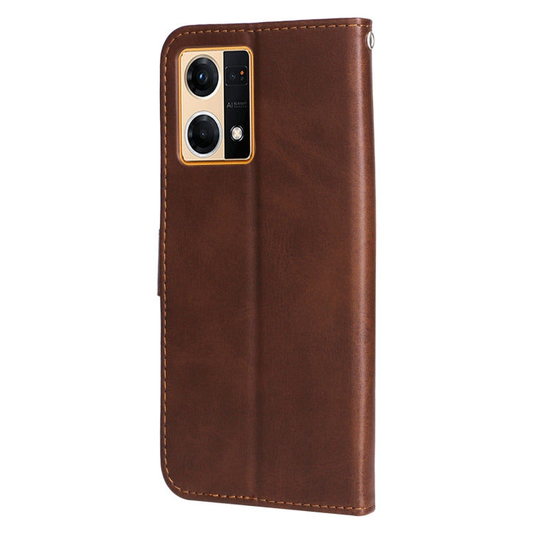 For OPPO Reno7 4G / F21 Pro 4G Calf Texture Zipper Leather Phone Case