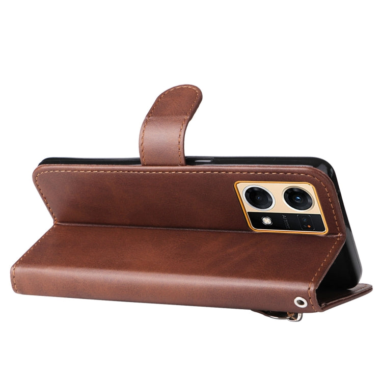 For OPPO Reno7 4G / F21 Pro 4G Calf Texture Zipper Leather Phone Case