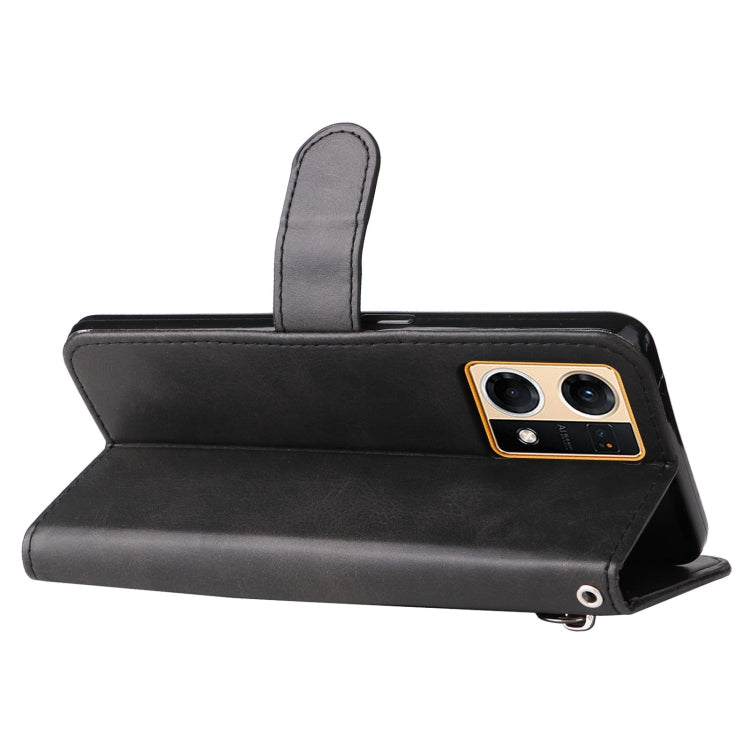 For OPPO Reno7 4G / F21 Pro 4G Calf Texture Zipper Leather Phone Case