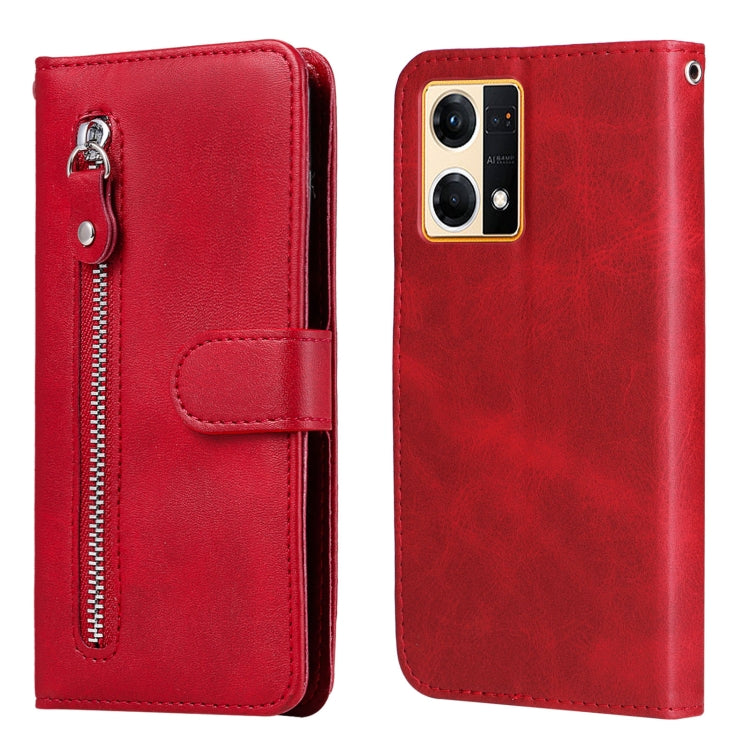 For OPPO Reno7 4G / F21 Pro 4G Calf Texture Zipper Leather Phone Case