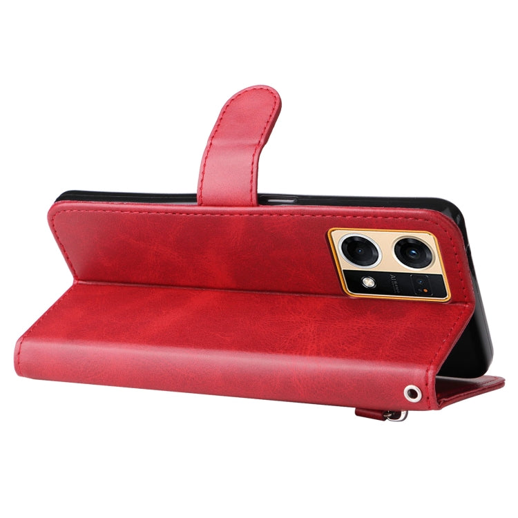 For OPPO Reno7 4G / F21 Pro 4G Calf Texture Zipper Leather Phone Case