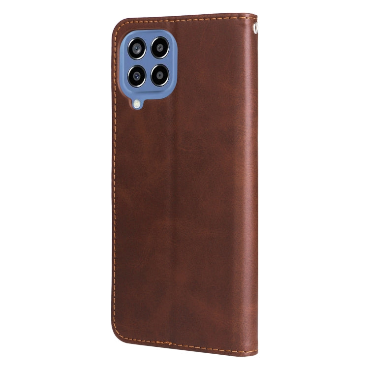 For Samsung Galaxy M33 5G Global Calf Texture Zipper Leather Phone Case