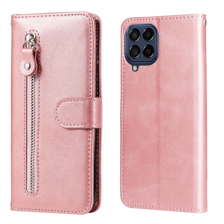 For Samsung Galaxy M53 5G Calf Texture Zipper Leather Phone Case