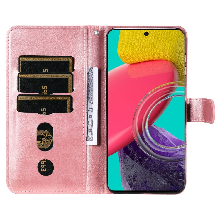 For Samsung Galaxy M53 5G Calf Texture Zipper Leather Phone Case