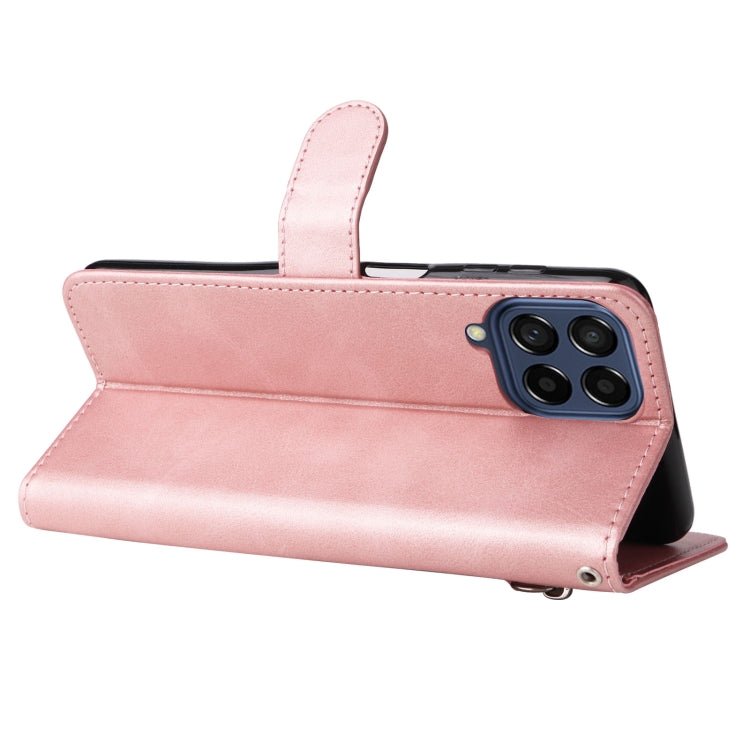 For Samsung Galaxy M53 5G Calf Texture Zipper Leather Phone Case