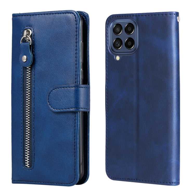 For Samsung Galaxy M53 5G Calf Texture Zipper Leather Phone Case