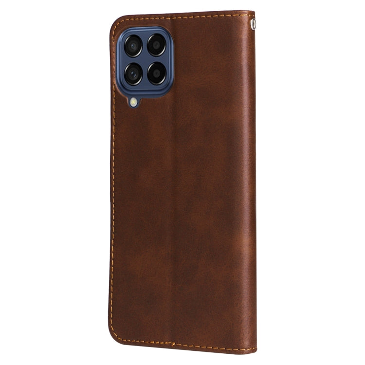 For Samsung Galaxy M53 5G Calf Texture Zipper Leather Phone Case