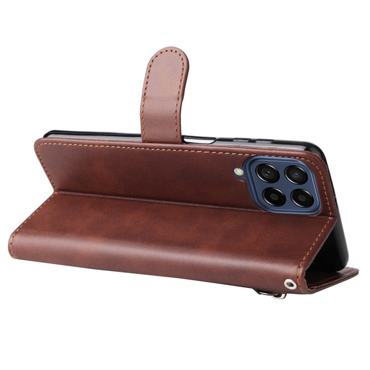 For Samsung Galaxy M53 5G Calf Texture Zipper Leather Phone Case