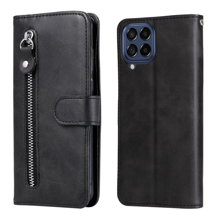 For Samsung Galaxy M53 5G Calf Texture Zipper Leather Phone Case