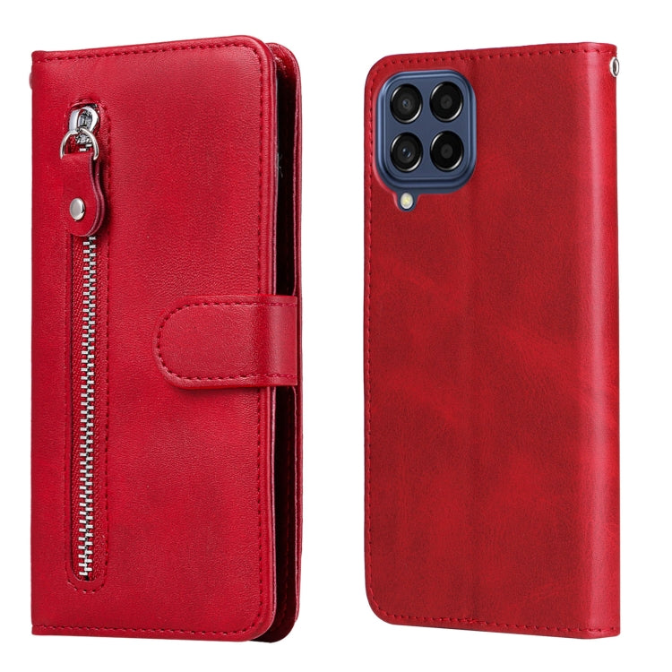 For Samsung Galaxy M53 5G Calf Texture Zipper Leather Phone Case