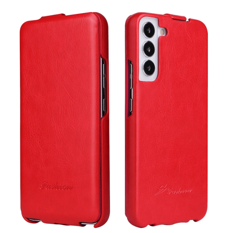 For Samsung Galaxy S22+ 5G Fierre Shann 64 Texture Vertical Flip PU Leather Phone Case