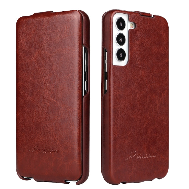 For Samsung Galaxy S22+ 5G Fierre Shann 64 Texture Vertical Flip PU Leather Phone Case