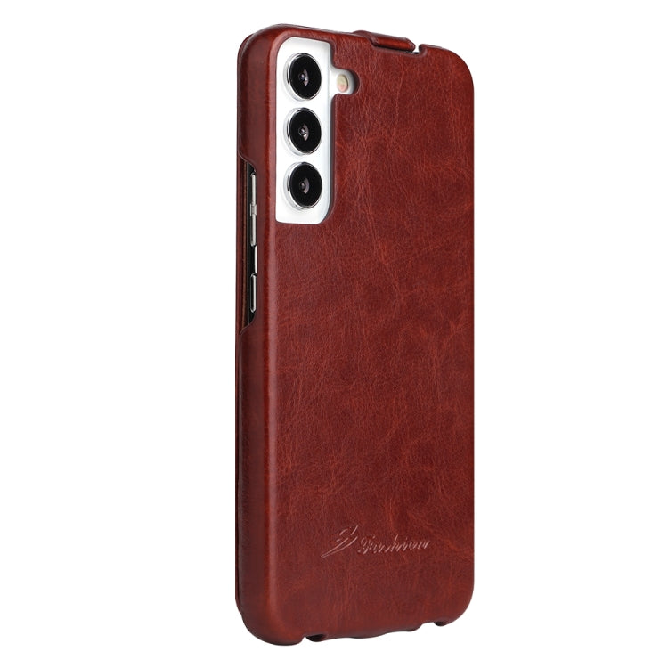 For Samsung Galaxy S22+ 5G Fierre Shann 64 Texture Vertical Flip PU Leather Phone Case