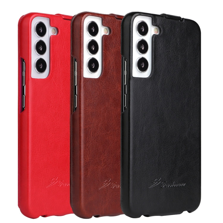 For Samsung Galaxy S22+ 5G Fierre Shann 64 Texture Vertical Flip PU Leather Phone Case