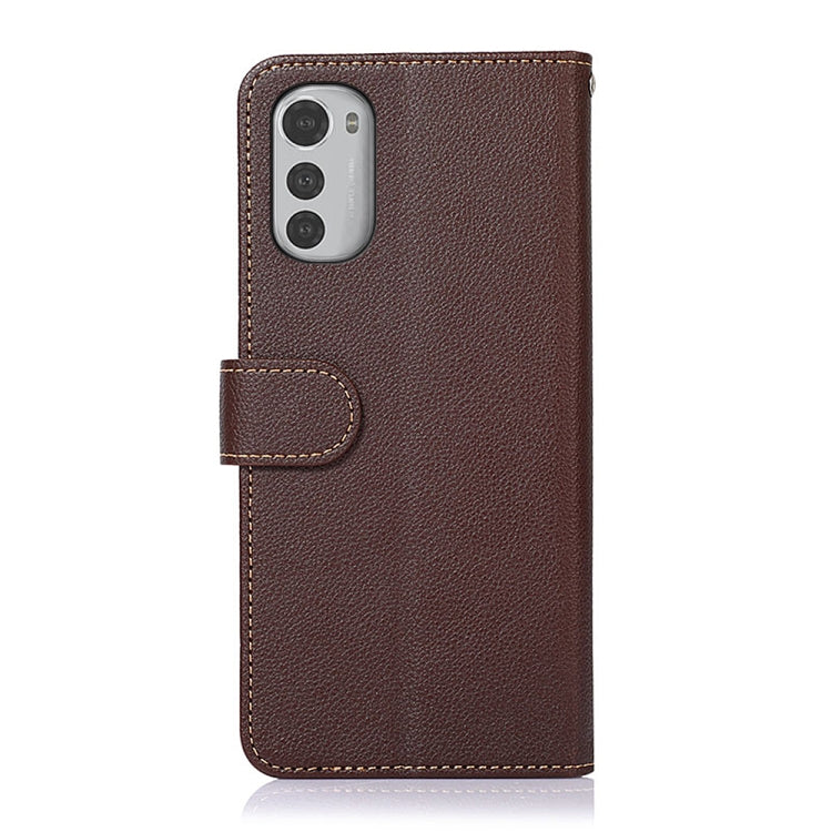For Motorola Moto E32 4G KHAZNEH Litchi Texture Leather RFID Phone Case
