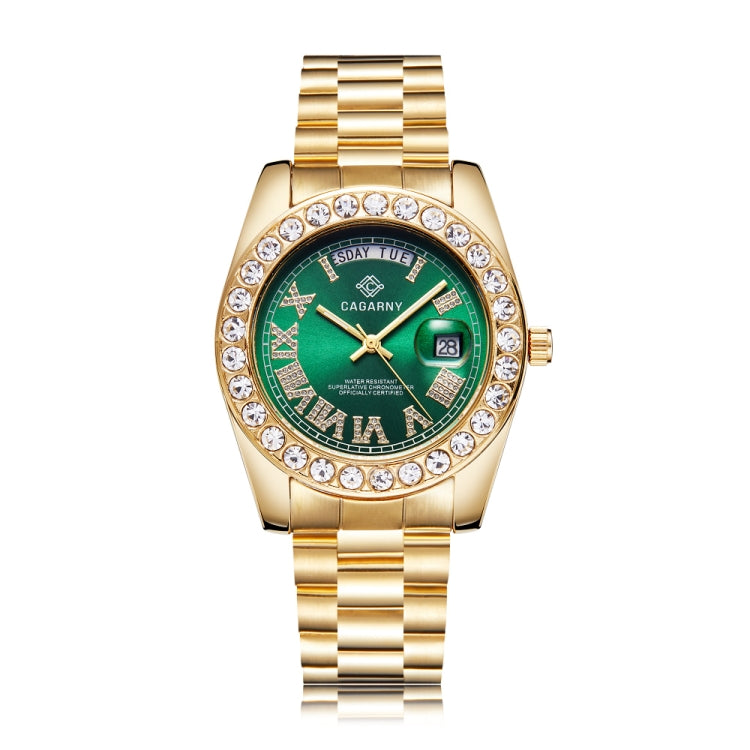 CAGARNY 6886 Diamond-encrusted Roman Numeral Dial Quartz Watch for Men