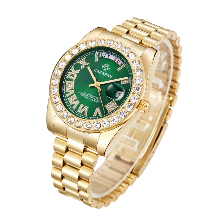 CAGARNY 6886 Diamond-encrusted Roman Numeral Dial Quartz Watch for Men