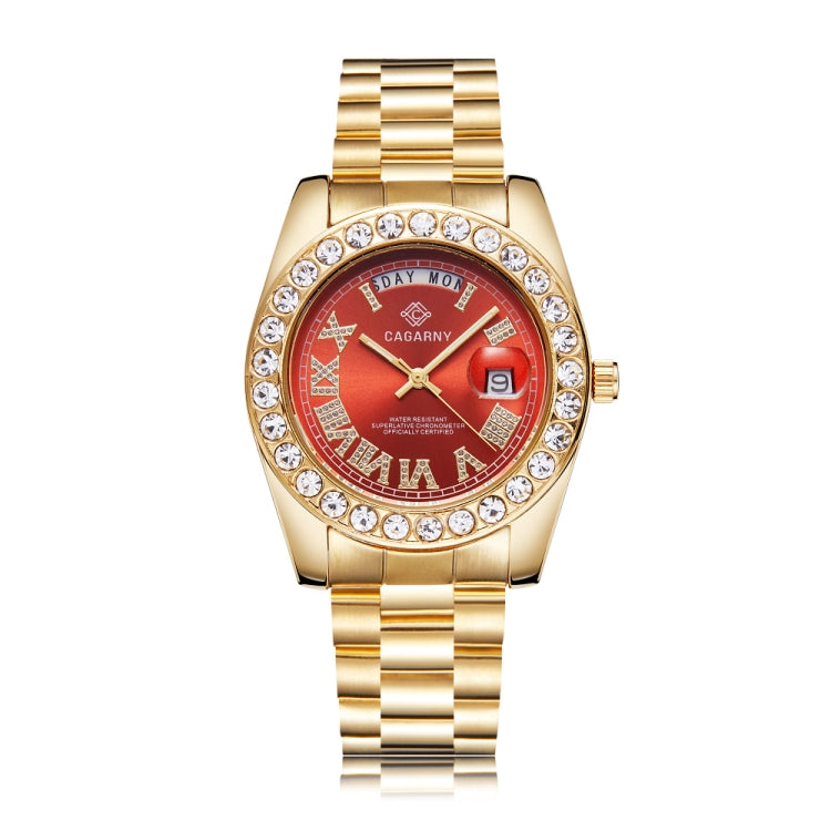 CAGARNY 6886 Diamond-encrusted Roman Numeral Dial Quartz Watch for Men
