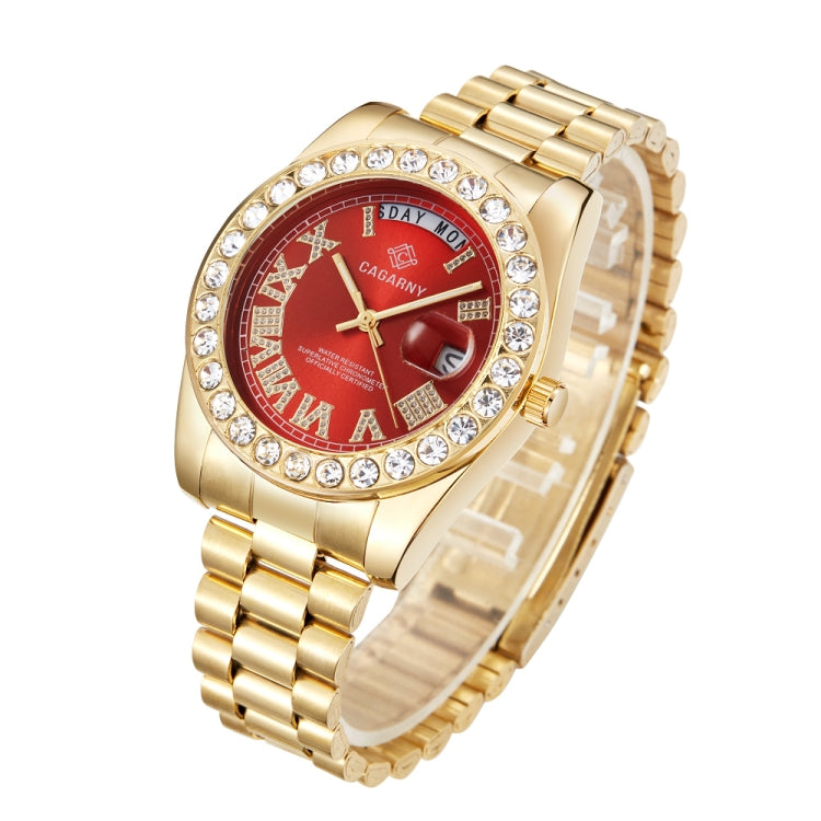 CAGARNY 6886 Diamond-encrusted Roman Numeral Dial Quartz Watch for Men