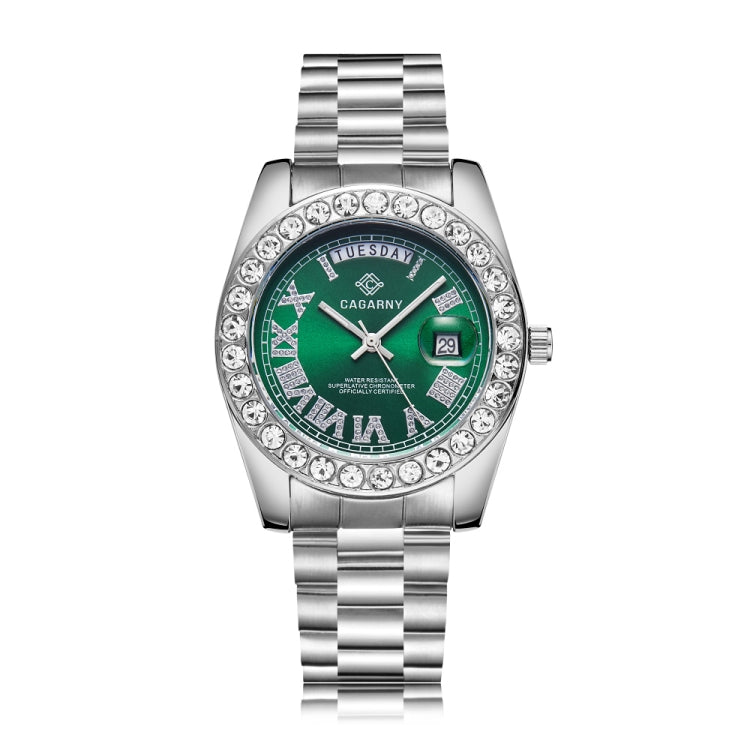 CAGARNY 6886 Diamond-encrusted Roman Numeral Dial Quartz Watch for Men