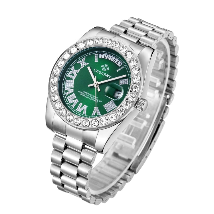 CAGARNY 6886 Diamond-encrusted Roman Numeral Dial Quartz Watch for Men