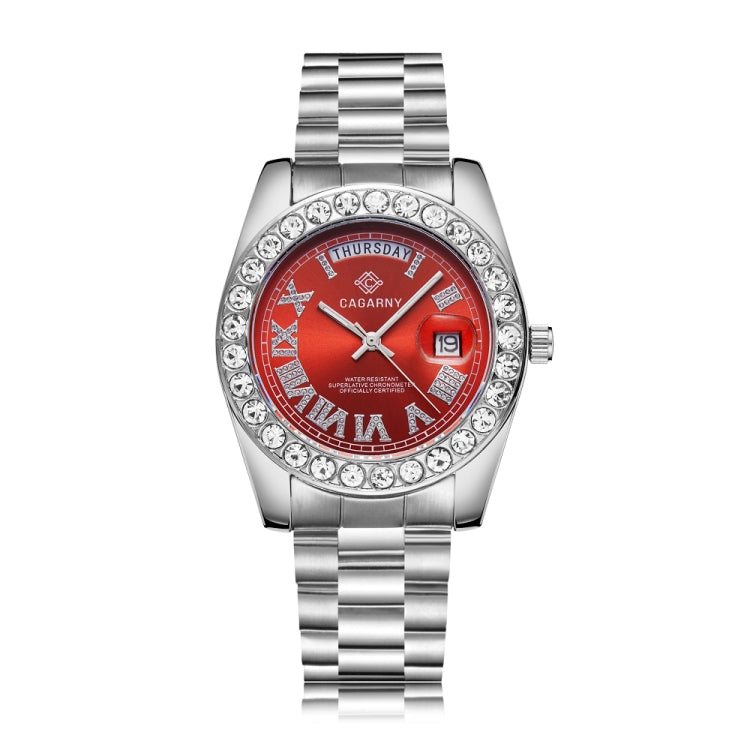 CAGARNY 6886 Diamond-encrusted Roman Numeral Dial Quartz Watch for Men