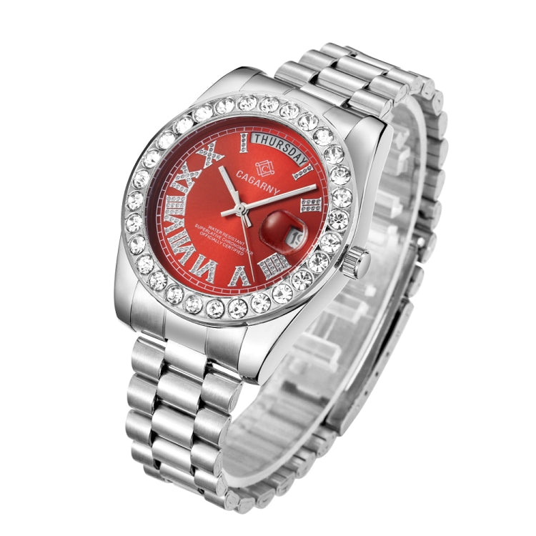 CAGARNY 6886 Diamond-encrusted Roman Numeral Dial Quartz Watch for Men