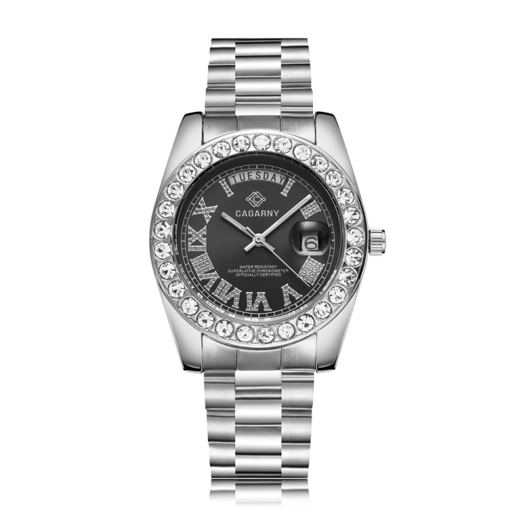 CAGARNY 6886 Diamond-encrusted Roman Numeral Dial Quartz Watch for Men