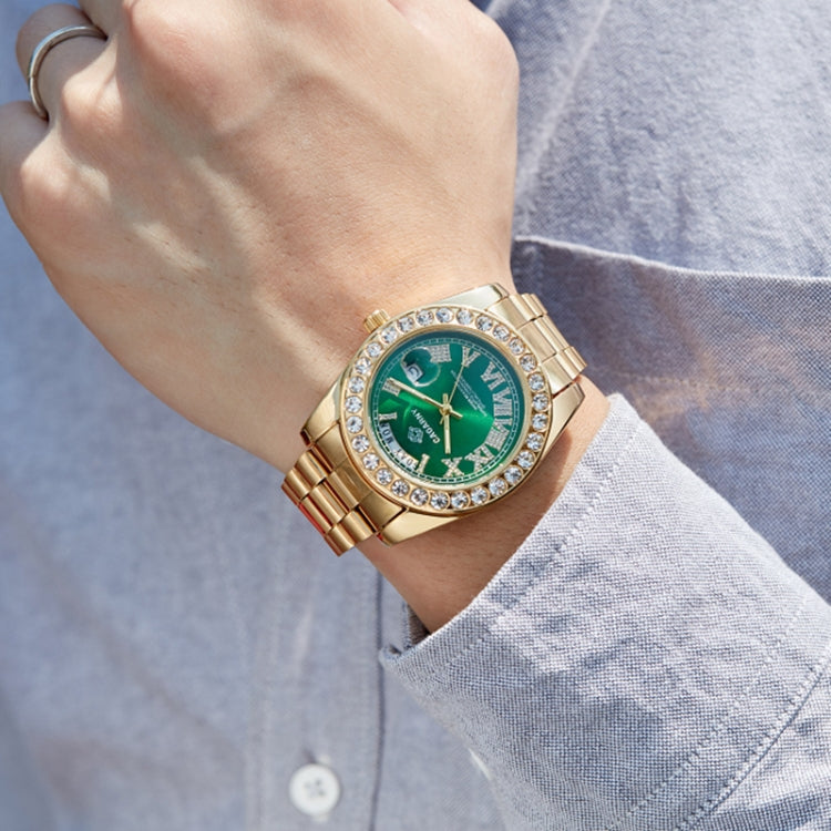 CAGARNY 6886 Diamond-encrusted Roman Numeral Dial Quartz Watch for Men