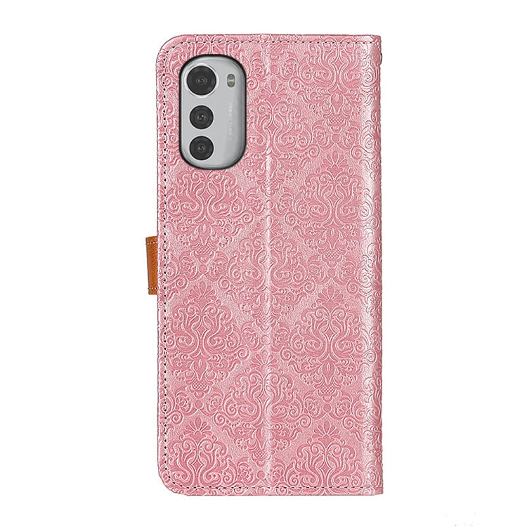 For Motorola Moto E32 4G European Floral Embossed Flip Leather Phone Case
