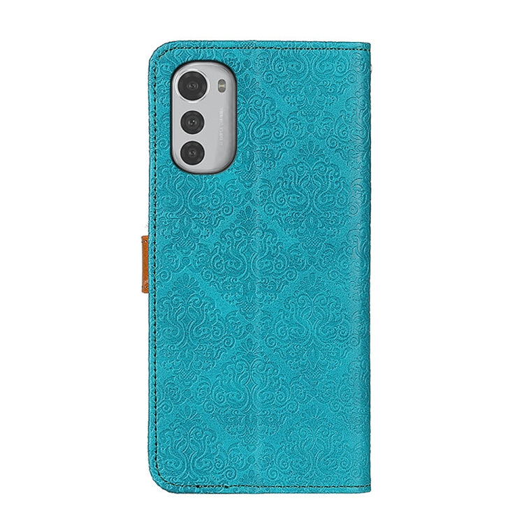 For Motorola Moto E32 4G European Floral Embossed Flip Leather Phone Case