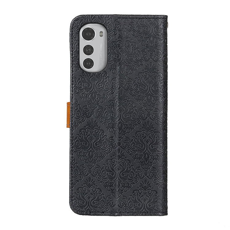 For Motorola Moto E32 4G European Floral Embossed Flip Leather Phone Case