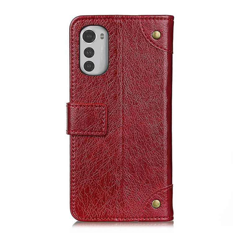 For Motorola Moto E32 4G Copper Buckle Nappa Texture Leather Phone Case